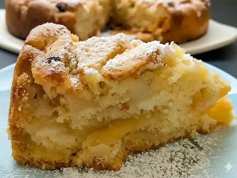 פרוסה של עוגת תפוחים בחושה משגעת