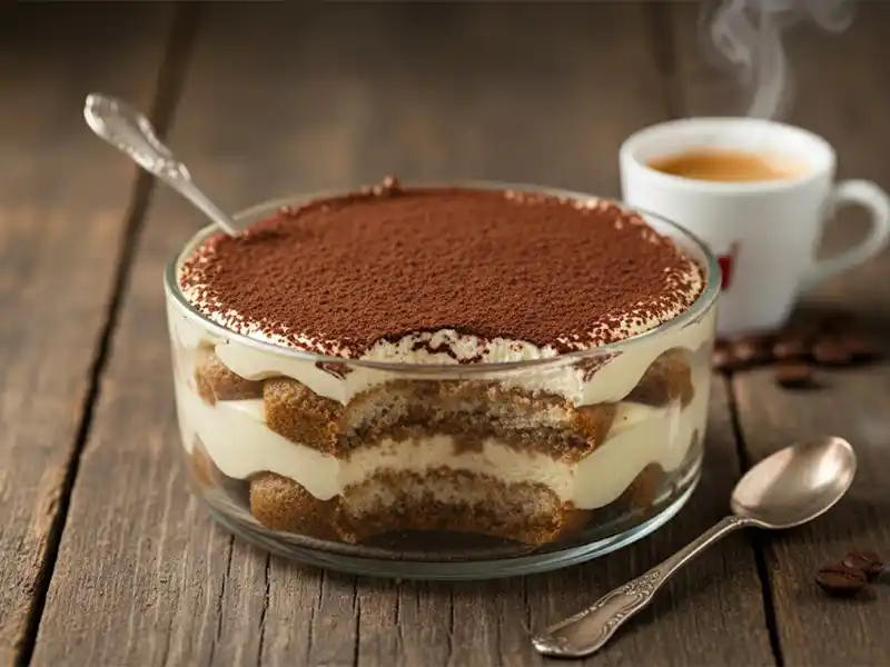 טירמיסו קלאסי לצד קפה