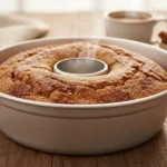 עוגת קינמון בחושה וכלכך מוצלחת בתוך תבנית לאחר האפייה